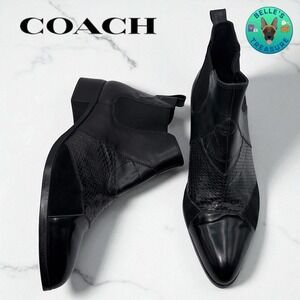 Coach Suffolk Patchwork SNK/CLF Boot Women 9.5B Black Leather Chelsea Boot Q8707